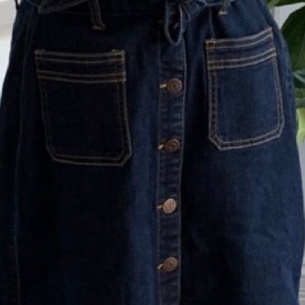 Cello Jeans Blue Tie Belt Button Down Denim Midi Jean Skirt NWT - Picture 8 of 13